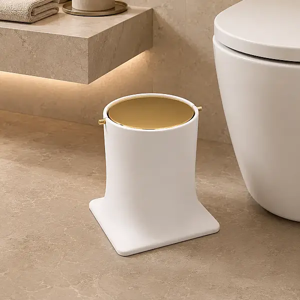 System Banyo Çöp Kovası 4 L Beyaz/Altın Renk (BA4007 030 R1-GL) - 1