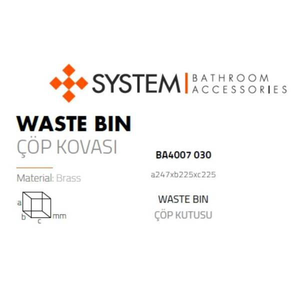 System Banyo Çöp Kovası 4 L Siyah/Gold Renk (BA4007 030 R2-GL) - 3