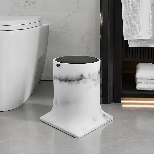 System Banyo Çöp Kovası 4 L Mermer Desenli/Siyah (BA4007 030 R3-AL6) - 1