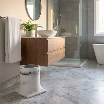 System Banyo Çöp Kovası 4 L Mermer/Krom Renk (BA4007 030 R3-CR) - System Banyo