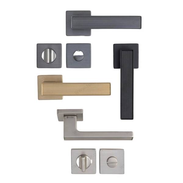 System Dia Nikel Saten Renk Rozetli Kapı Kolu (HA257RO11 NBM) - 1