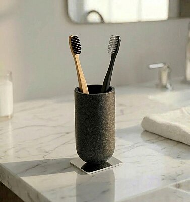 System Diş Fırçalığı Siyah/Krom Renk (BA2026 007 R2-CR) - System Banyo