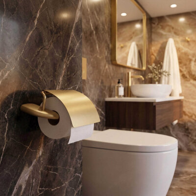 System Dorado Kapaklı Tuvalet Kağıtlığı Gold Branch Renk (BA1020 010 GB) - System Banyo