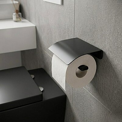 System Dorado Kapaklı Tuvalet Kağıtlığı Siyah (BA1020 010 AL6) - System Banyo