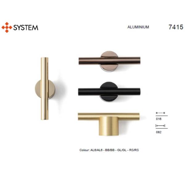 System Düğme Mobilya Kulbu Rose Renk 16mm Kulp (SY7415 0016 RS-RS) - 2