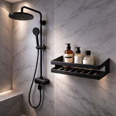 System Banyo Rafı Siyah Renk (BA3000 043 AL6) - System Banyo