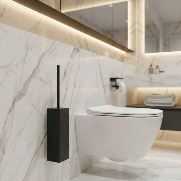 System Duvara Monte Klozet Fırçalığı Siyah Renk (BA1015 009 AL6) - 1