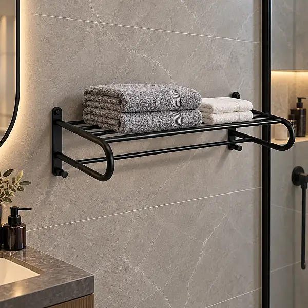 System Duvara Monte Banyo Havlu Rafı Siyah Renk (BA1023 039 AL6) - 1