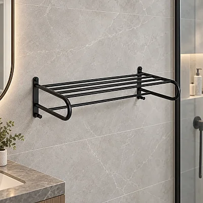 System Duvara Monte Banyo Havlu Rafı Siyah Renk (BA1023 039 AL6) - System Banyo (1)