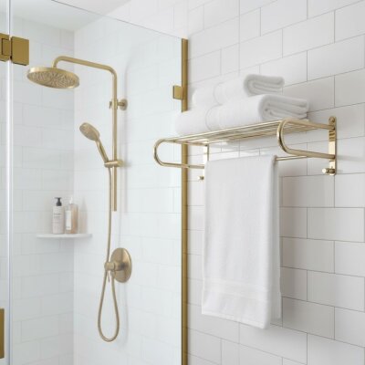 System Duvara Monte Banyo Havlu Rafı Gold / Altın Renk (BA1023 039 GL) - System Banyo