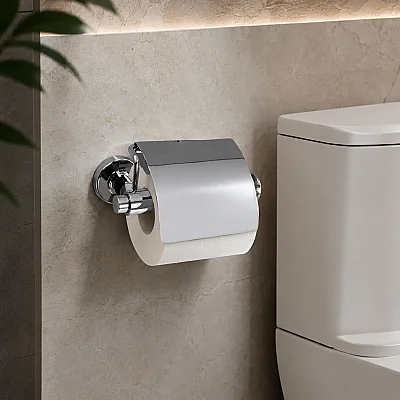 System Ezel Kapaklı Tuvalet Kağıtlığı Krom Renk (BA1031 010 CR) - 1