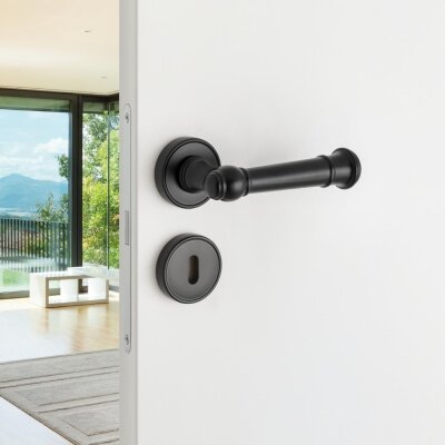 System Figaro Rozetli Kapı Kolu Siyah (HA235RO14 AL6) - System