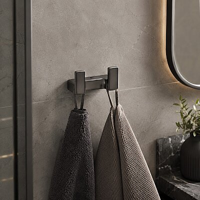 System Flat İkili Askılık Füme Renk 43X37X80 mm (BA1019 012 BBN) - System Banyo