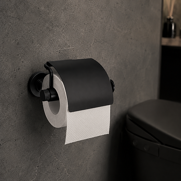 System Flexu Kapaklı Tuvalet Kağıtlığı Siyah Renk (BA1035 010 AL6) - 1
