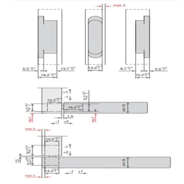 System Gizli Menteşe Altın Renk 76x14mm 16kg (HG104HT01 GL) - 6