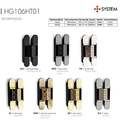 System Gizli Menteşe Parlak Nikel (HG107HT01 PN) - System (1)