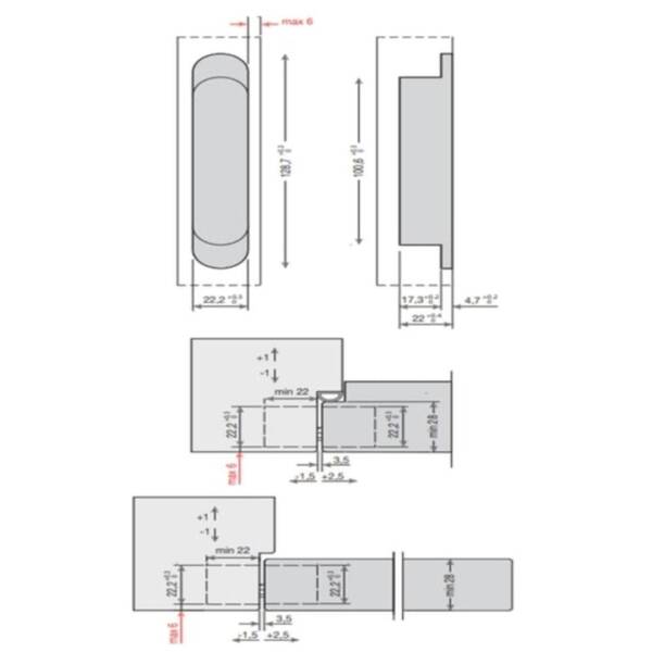 System Gizli Menteşe Saten Renk 128x22mm 60kg (HG105HT01 AL2) - 3