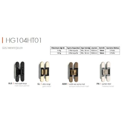 System Gizli Menteşe Siyah Renk 76x14mm 16kg (HG104HT01 AL6) - System (1)