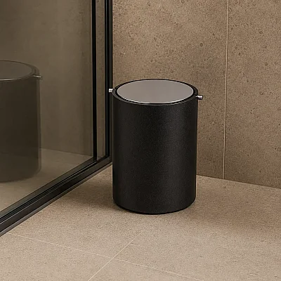 System Banyo Çöp Kovası Siyah Krom Renk 4 Lt (BA4038 030 R2-CR) - System Banyo (1)