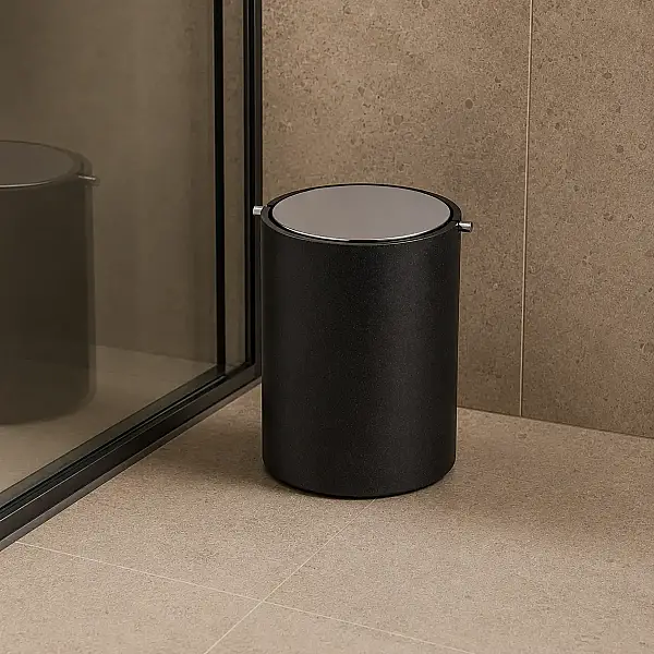 System Banyo Çöp Kovası Siyah Krom Renk 4 Lt (BA4038 030 R2-CR) - 2