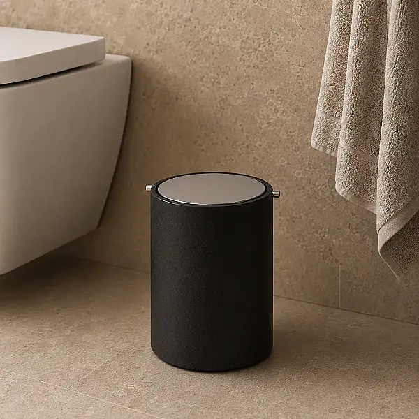 System Banyo Çöp Kovası Siyah Krom Renk 4 Lt (BA4038 030 R2-CR) - 1