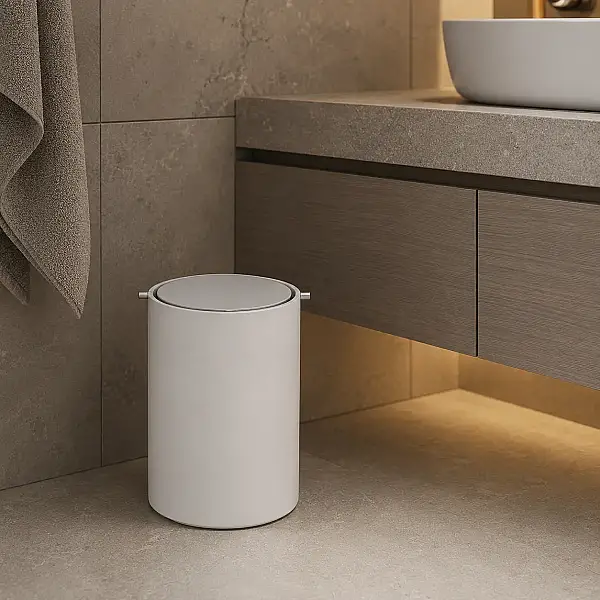 System Banyo Çöp Kovası Beyaz/Krom Renk 4 Lt (BA4038 030 R1-CR) - 2