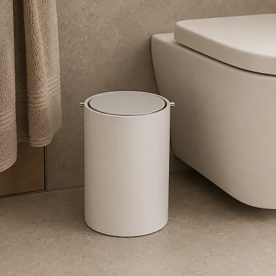 System Banyo Çöp Kovası Beyaz/Krom Renk 4 Lt (BA4038 030 R1-CR) - 1