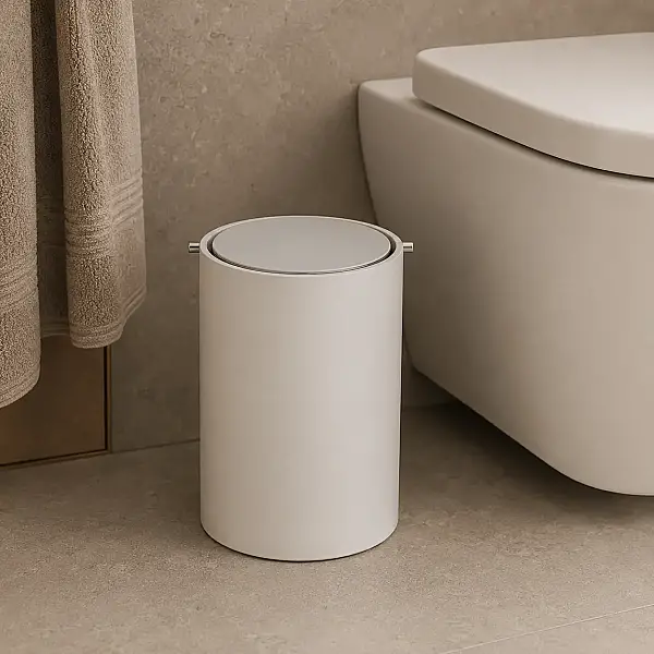 System Banyo Çöp Kovası Beyaz/Krom Renk 4 Lt (BA4038 030 R1-CR) - 1