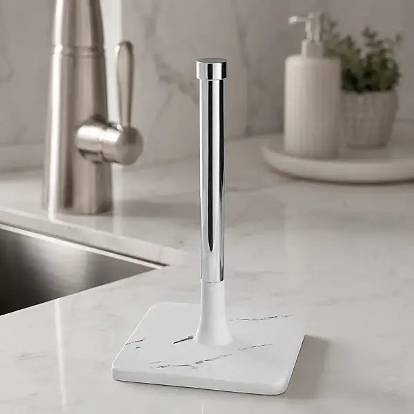 System Banyo Tezgah Üstü Hareketli Havluluk Mermer Desenli-Krom Renk (BA4016 053 R3-CR) - 1