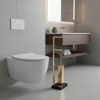 System Hareketli Wc Set Gold/Altın Renk (BA4008 050 GL) - System Banyo