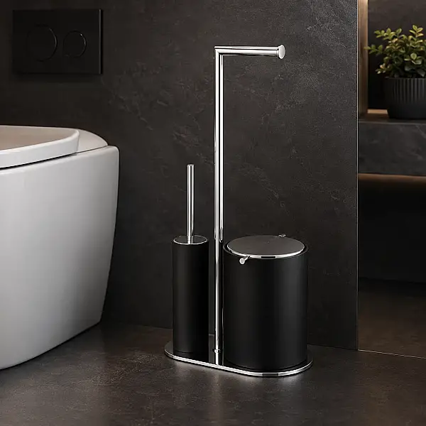 System Hareketli Wc Set Siyah/Krom (BA4053 056 R2-CR) - 1