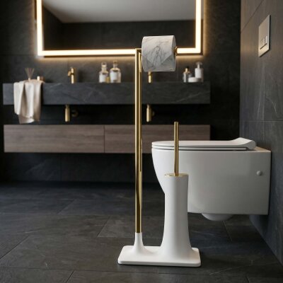 System Hareketli Wc Set Gold/Beyaz (BA4015 048 R1-GL) - System Banyo