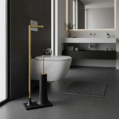 System Hareketli Wc Set Siyah/Altın Renk (BA4015 048 R2-GL) - System Banyo