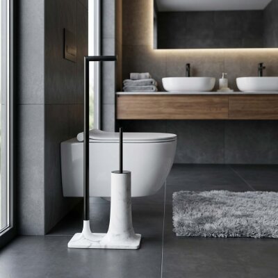 System Hareketli Wc Set Siyah/Mermer Desenli (BA4015 048 R3-AL6) - System Banyo