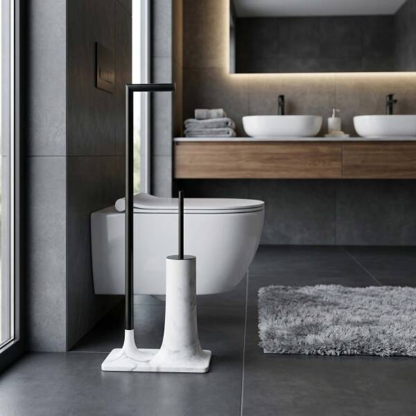 System Hareketli Wc Set Siyah/Mermer Desenli (BA4015 048 R3-AL6) - 1