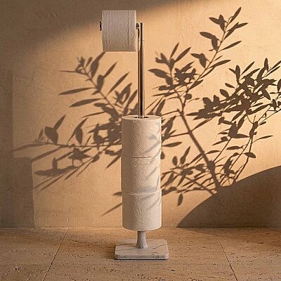 System Hareketli Yedek Kağıtlık Mermer Desenli/Krom Renk (BA4016 052 R3-CR) - System Banyo