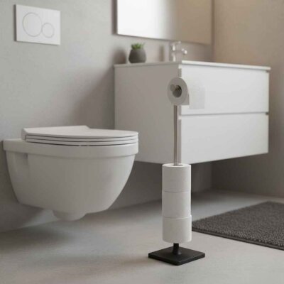 System Hareketli Yedek Kağıtlık Siyah/Saten Renk (BA4016 052 R2-NBM) - System Banyo