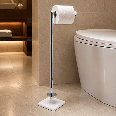 System Hareketli Yedek Tuvalet Kağıtlık Beyaz/Krom Renk (BA4016 052 R1-CR) - System Banyo