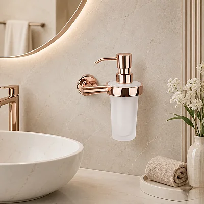System Hoop Duvara Monte Sıvı Sabunluk Rose Beyaz (BA1003 006 RS-C1) - System Banyo