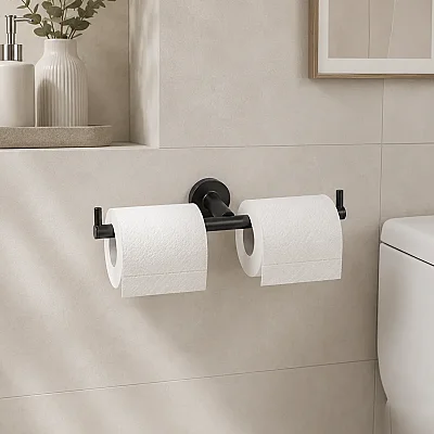System Hoop İkili Tuvalet Kağıtlığı Siyah Renk (BA1003 013 AL6) - 1