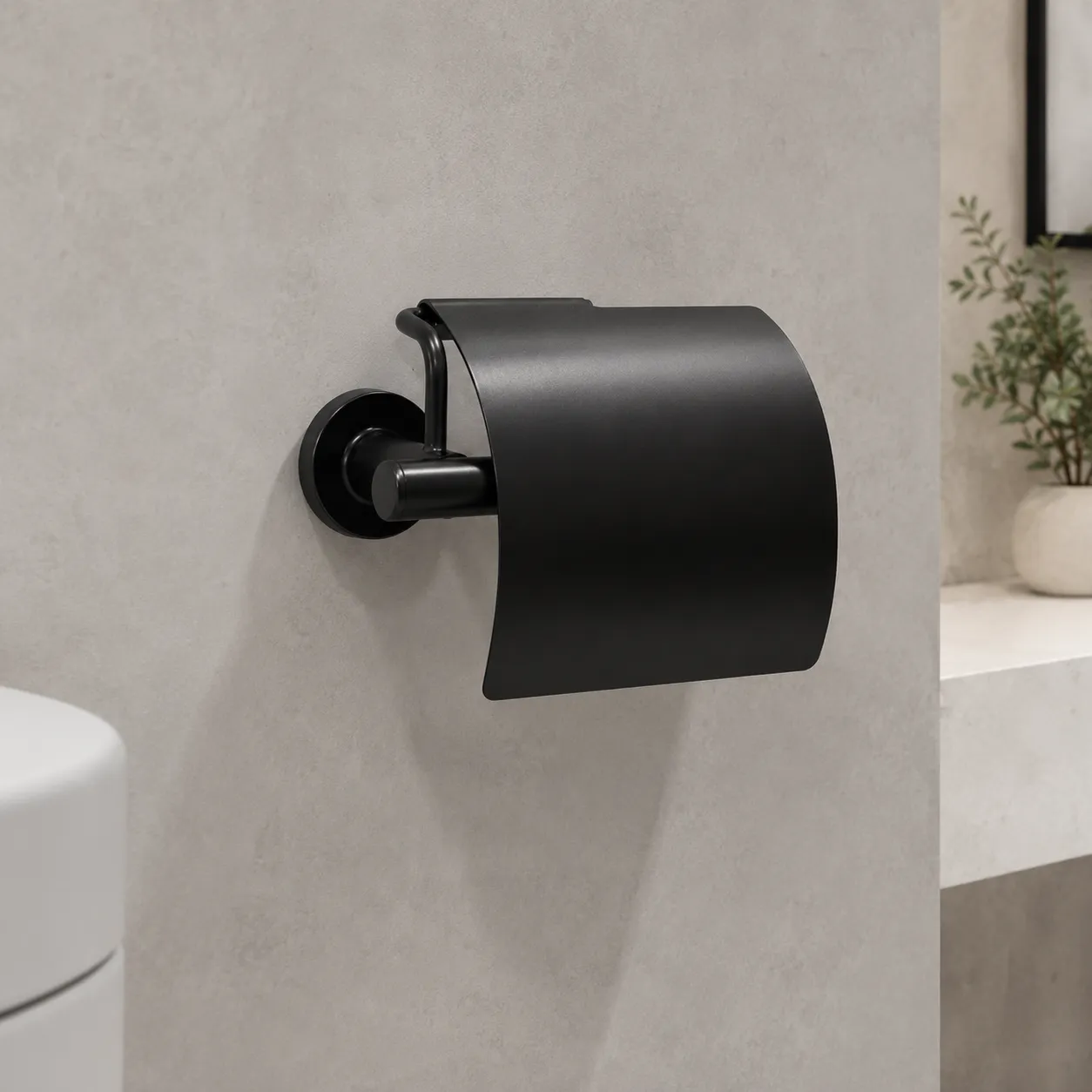 System Hoop Kapaklı Tuvalet Kağıtlığı Siyah (BA1003 010 AL6) - System Banyo (1)