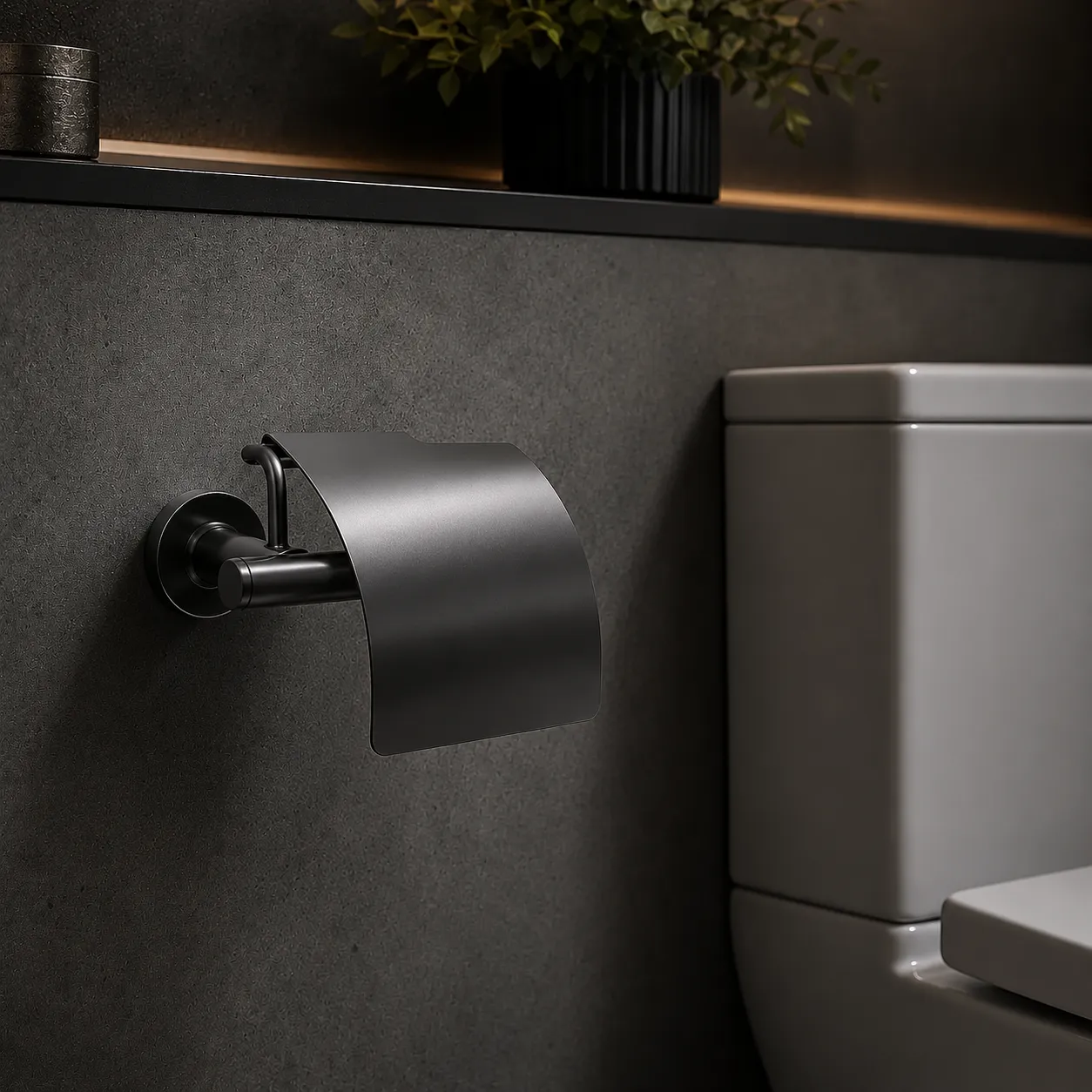 System Hoop Kapaklı Tuvalet Kağıtlığı Siyah (BA1003 010 AL6) - 1