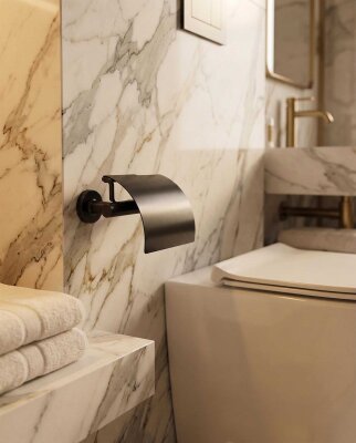 System Hoop Kapaklı Tuvalet Kağıtlığı Füme Renk (BA1003 010 BBN) - System Banyo