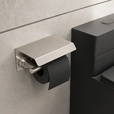 System Hoop Kapaklı Tuvalet Kağıtlığı Saten Renk (BA1003 011 NBM) - System Banyo (1)