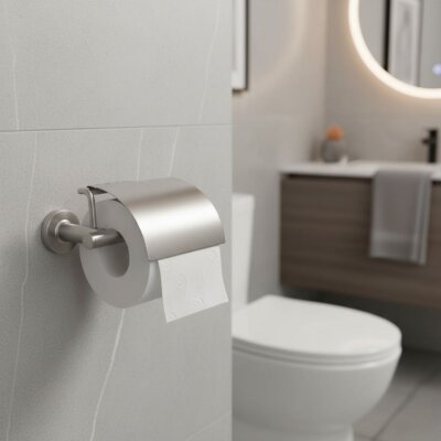 System Hoop Kapaklı Tuvalet Kağıtlığı Saten Renk (BA1003 010 NBM) - System Banyo