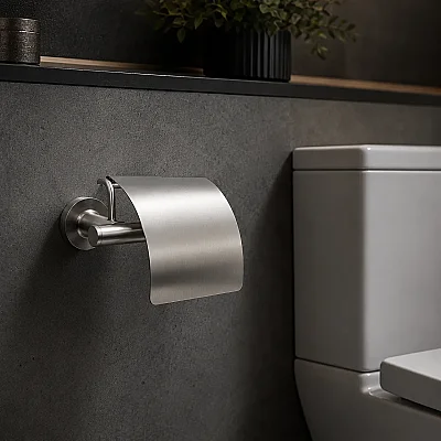 System Hoop Kapaklı Tuvalet Kağıtlığı Saten Renk (BA1003 010 NBM) - 1