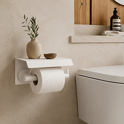 System Hoop Kapaklı Tuvalet Kağıtlığı Beyaz Renk (BA1003 011 AL7) - System Banyo (1)