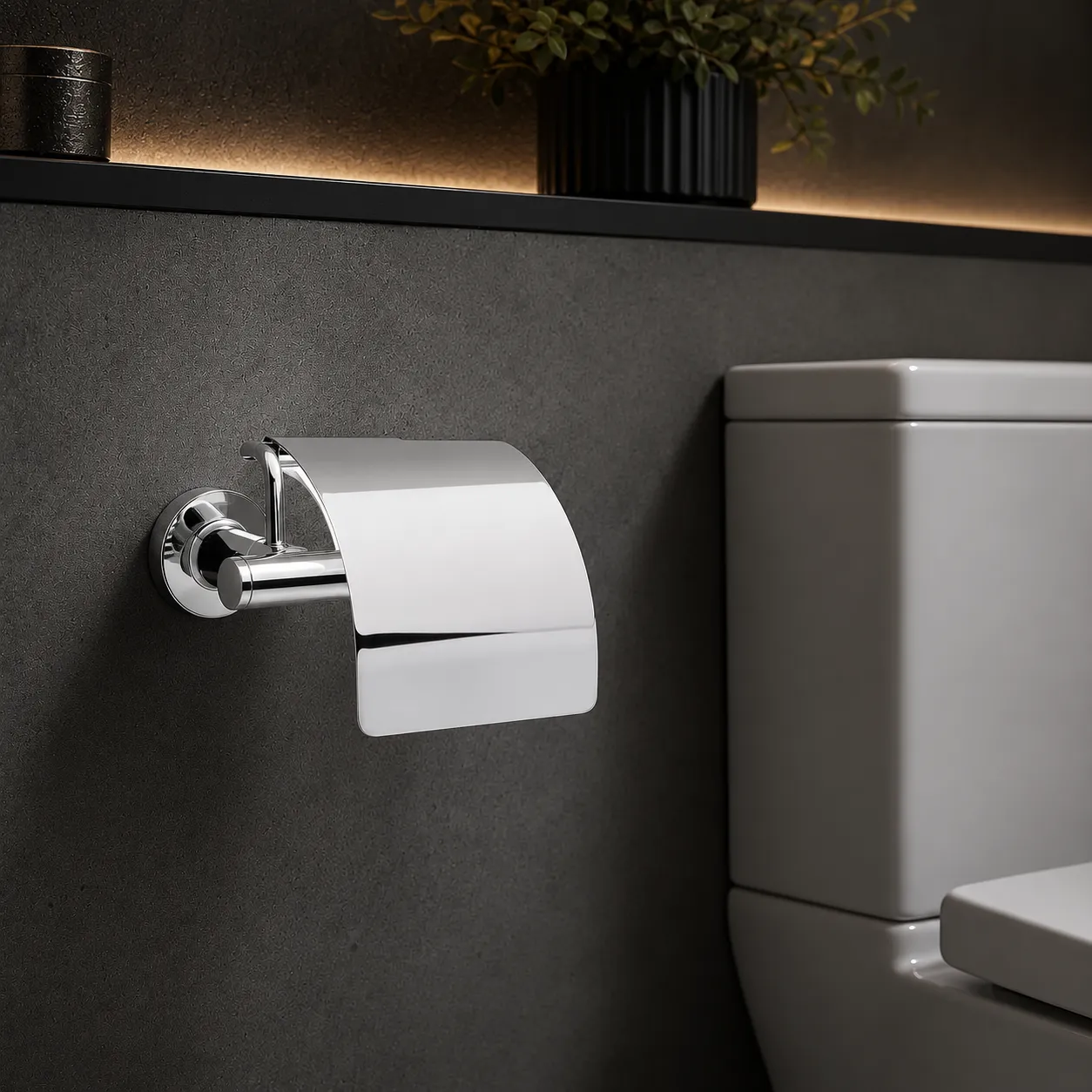 System Hoop Kapaklı Tuvalet Kağıtlığı Krom Renk (BA1003 010 CR) - 1