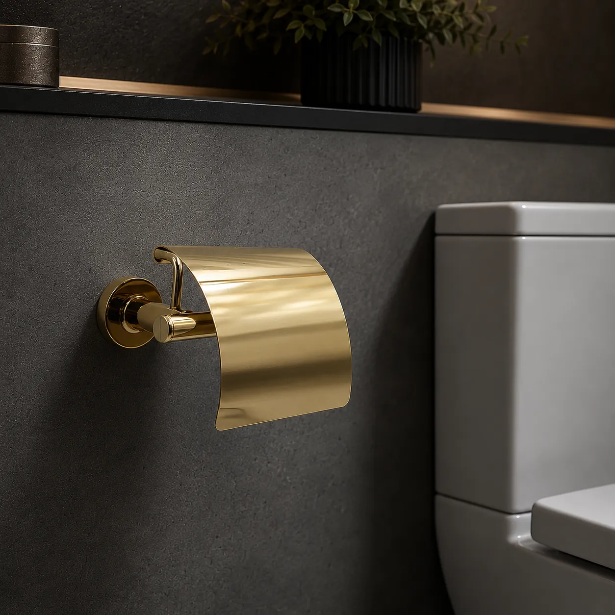 System Hoop Kapaklı Tuvalet Kağıtlığı Gold Renk (BA1003 010 GL) - 1