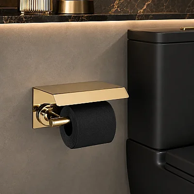 System Hoop Kapaklı Tuvalet Kağıtlığı Gold Renk (BA1003 011 GL) - System Banyo (1)